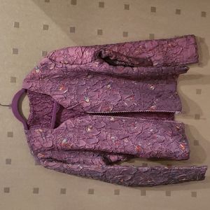 Vintage  Jacket with abstract flower embroidery with gather fabric Size L